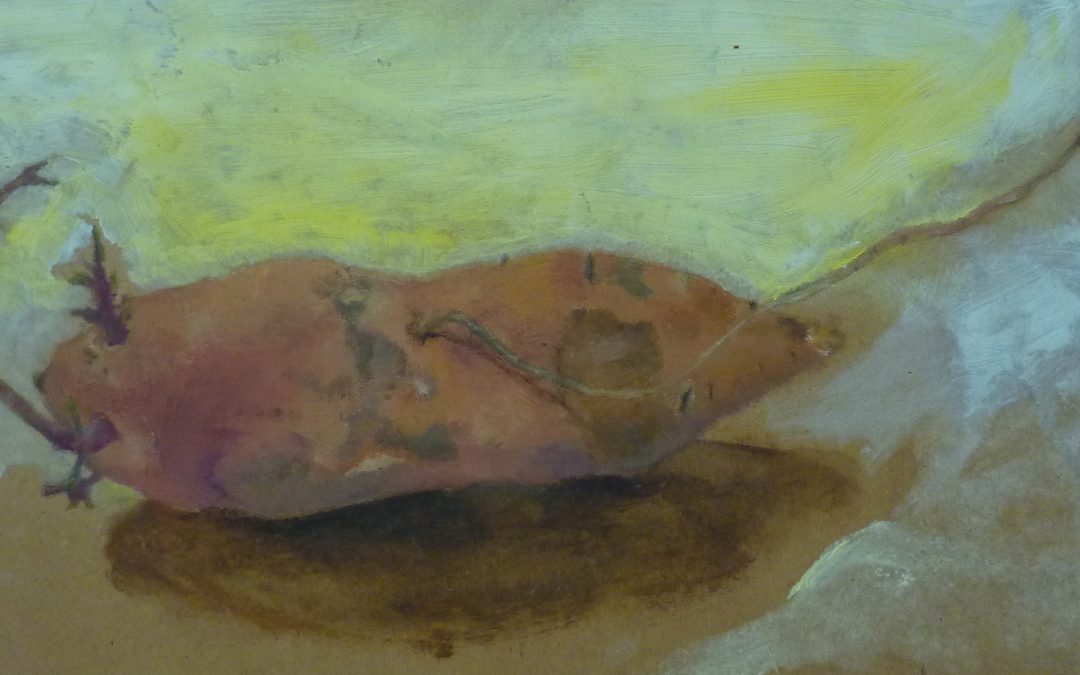 Yam on Cardboard